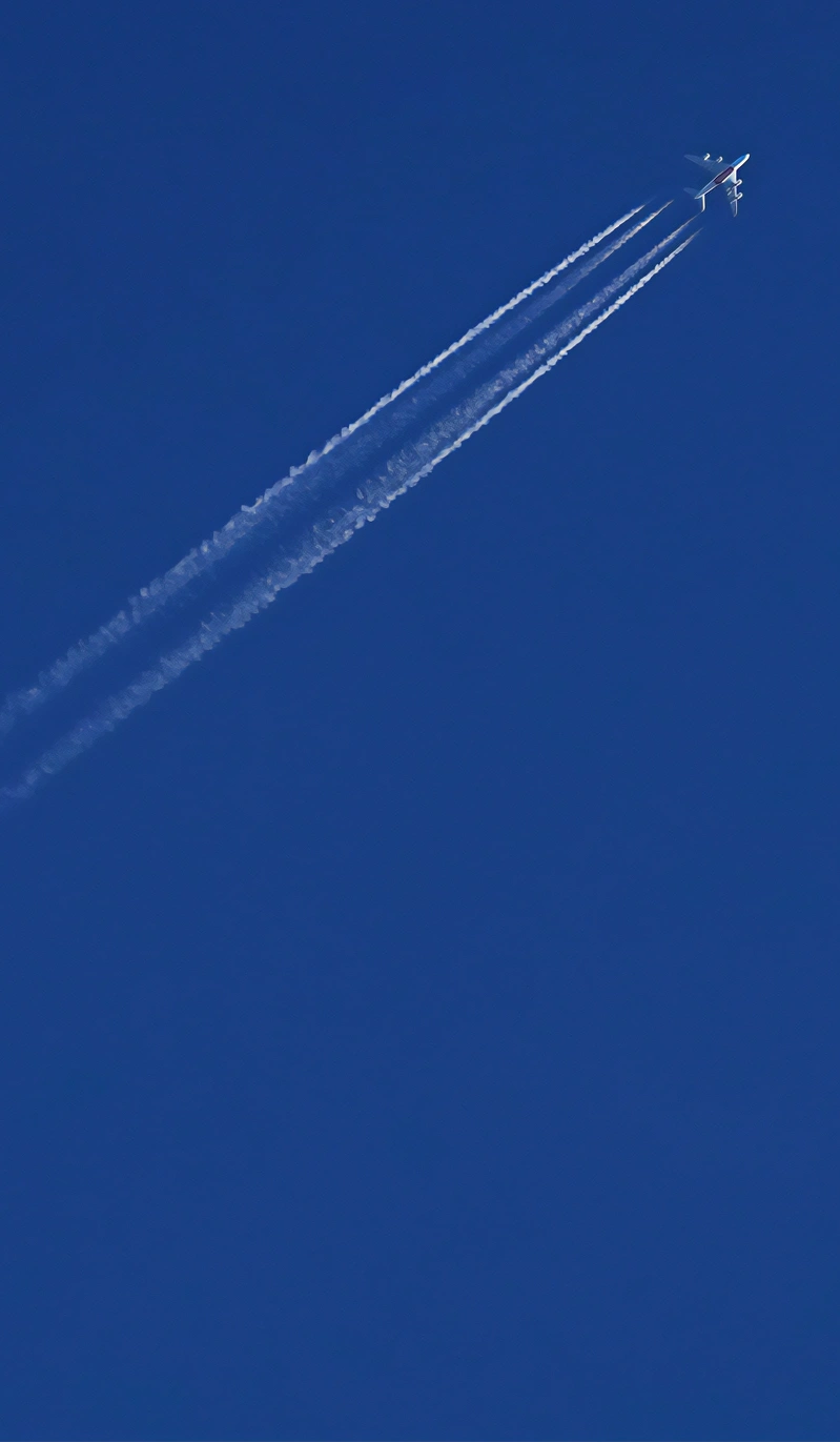 Airplane flying across blue sky